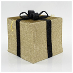 Κουτι Δωρου Υφασματινο, Χρυσο με Μαυρη Κορδελα, 40cm