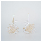 Ακρυλικος Κυκνος, Διαφανος, με Απαλο Χρυσο Glitter, 2 Σχεδια, 9x10cm, Τιμη ανα τμχ