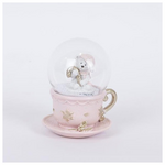Χιονομπαλα σε Φλυτζανακι με Αρκουδακι, Ροζ, 7x8x10cm