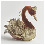 Βελουδινος Κυκνος, Καφε, με Χρυσο Γκλιτερ, 28cm