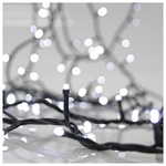 Σειρα, 720 led 3mm, 31v Μετασχηματιστη, Σταθερο, Πρασινο pvc Καλωδιο, Λευκο Led, ανα 7,5cm, Προεκταση Παροχης 3m, Ip44