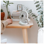 Ανεμιστηρας Γραφειου-Επιτοιχος  Αναδιπλουμενος Επαναφορτιζομενος με led φωσ και Περιστροφη φ16 Λευκος