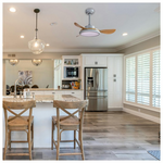 Ανεμιστηρας Οροφης Γκρι και Ξυλο με led φωσ και Κοντρολ Φ107 dc 35w