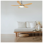 Ανεμιστηρας Οροφης Γκρι και Ξυλο με led φωσ και Κοντρολ Φ137 dc 55w