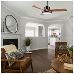 Ανεμιστηρας Οροφης Μαυρο και Ξυλο με led φωσ και Κοντρολ Φ122 dc 35w