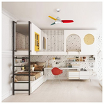 Ανεμιστηρας Οροφης Λευκος με led φωσ 3 Λευκες και 3 Χρωματιστες Φτερωτες και Κοντρολ Φ107 dc 35w