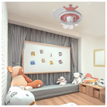 Ανεμιστηρας Οροφης Παιδικος Κορωνα ροζ 15w με led φωσ 65w και Κοντρολ