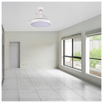 Ανεμιστηρας Οροφης Λευκος-Νικελ με Ανοιγοκλειομενες Φτερωτεσ,led φωσ και Κοντρολ Φ107 32w dc Moteρ