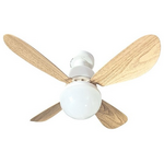 Ανεμιστηρας-Φωτιστικο φ42 με 4 Λευκες και 4 Χρωμα Ξυλου Φτερωτες 22w Βιδωτος σε ε27