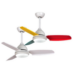 Ανεμιστηρας Οροφης Λευκος με led φωσ 3 Λευκες και 3 Χρωματιστες Φτερωτες και Κοντρολ Φ107 dc 35w