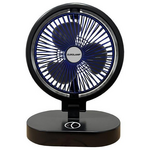 Ανεμιστηρας Γραφειου Επαναφορτιζομενος 360° με led φωσ φ16 Μαυρος