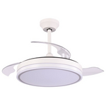 Ανεμιστηρας Οροφης Λευκος-Νικελ με Ανοιγοκλειομενες Φτερωτεσ,led φωσ και Κοντρολ Φ107 32w dc Moteρ