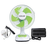 Ανεμιστηρας Επιτραπεζιος Λευκο-Πρασινο Φ34.5 10w Επαναφορτιζομενος με Ηλιακο Πανελ και Λαμπα