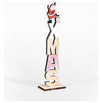 Ξυλινο Επιτραπεζιο Διακοσμητικο, Xmas, με Αγιο Βασιλη, 8x5x30cm