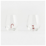 Γυαλινο Ποτηρι, με Γλειφιτζουρι και Χιονανθρωπο στο Εσωτερικο, σετ 2 Τμχ,