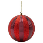 Πλαστικη Μπαλα, Μπορντο με Κοκκινο Glitter, σετ 2τμχ, 12cm