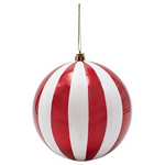 Πλαστικη Μπαλα, Κοκκινη Περλα με Λευκες Ριγες, σετ 2τμχ, 12cm