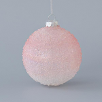 Γυαλινη Μπαλα, Ροζ, με Glitter, σετ 4τμχ, 8cm