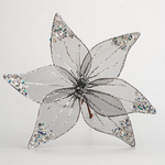 Λουλουδι Οργαντζα, Διαφανο Γκρι με Glitter, 30cm