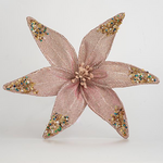 Λουλουδι Οργαντζα, ροζ με Glitter, 30cm