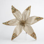 Λουλουδι Οργαντζα, Σαμπανι με Glitter, 30cm