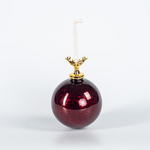 Γυαλινη Μπαλα, Σκουρη Κοκκινη με Πορσελανινο Ταρανδο, 1τμχ, 10cm