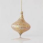 Γυαλινο Στολιδι, Κρεμμυδι, Χρυσο τησ Αμμου, με Πουλιες στο Εσωτερικο Του, σετ 4τμχ, 10x11,5cm