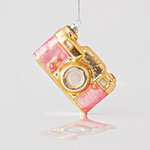Γυαλινο Στολιδι, Φωτογραφικη Μηχανη, Ροζ, 10x4x6cm