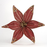 Λουλουδι Οργαντζα, Μπορντω με Glitter, 30cm