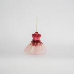 Κρεμαστο Βελουδινο Φορεμα με Τουλι, ροζ-Μπορντω, 17x15x4cm