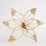 Λουλουδι Οργαντζα, Διαφανο Σαμπανι με Glitter, 30cm