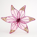 Λουλουδι Οργαντζα, Διαφανο Μπορντω με Glitter, 30cm
