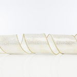 Κορδελα Λευκη, με Χρυσα Σχεδια, 6,35cm, 10y