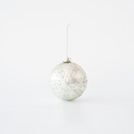 Γυαλινη Μπαλα, Ασημι με Ασημι Σχεδια Glitter, σετ 4τμχ, 10cm