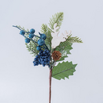 Πικακι με Φυλλα Κουκουναρα Ταρανδο και Μπλε Διακοσμητικα, 34cm