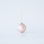 Γυαλινη Μπαλα, ροζ με Λευκα Σχεδια, σετ 4τμχ, 8cm