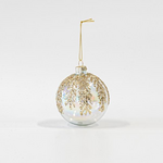 Γυαλινη Μπαλα, Διαφανη, με Χρυσα Glitter, σετ 4τμχ, 10cm