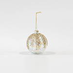Γυαλινη Μπαλα, Διαφανη, με Χρυσα Glitter, σετ 4τμχ, 8cm
