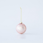 Γυαλινη Μπαλα, ροζ με Λευκα Σχεδια, σετ 4τμχ, 10cm