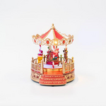 Καρουζελ, Κοκκινο-Χρυσο, με Αγιο Βασιλη και Καρυοθραυστη, 13 Led, με Μετασχηματιστη, με Μουσικη και Κινηση, 18x20x22,5cm