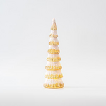 Δεντρακι Γυαλινο, Χρυσο με Λευκο Glitter, Φωτιζομενο, Μπαταριας, 8,5x28cm
