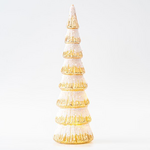 Δεντρακι Γυαλινο, Χρυσο με Λευκο Glitter, Φωτιζομενο, Μπαταριας, 8,5x36cm