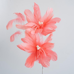 Διπλο Λουλουδι με Πουπουλα, Ροζ, 82cm