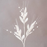 Κλαδι με Φυλλα και Λευκα Διακοσμητικα, με Glitter, 72cm