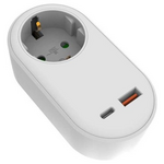 Ανταπτορας Σουκο με 2 usb (Type c+ Type a) Λευκο με Προστασια Επαφων