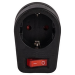 Ανταπτορας απο ενα Σουκο σε ενα Σουκο με Διακοπτη & Προστασια Επαφων Μαυρο