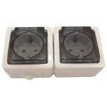 Πριζα Εξωτερικη Σουκο Διπλη με Καπακι Λευκη Ιp54