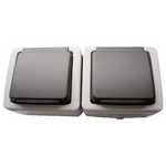 Πριζα Σουκο Διπλη με Καπακι Γκρι Ιp54