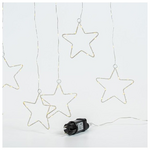 Κουρτινα, 184 Mini Led, με 8 Μεταλλικα Αστερια 12cm, με Μετασχηματιστη, Επεκταση εωσ 3, Διαφανο Καλωδιο, day Light Led, 155x175cm, Προεκταση Παροχης 50cm, Ip44