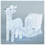 Ακρυλικος Ταρανδος με Αμαξα, 31v, 100 Λευκα Led,  με Μετασχηματιστη, 500cm Προεκταση Παροχης, 35x17x47, 47x22x29cm, Ip44